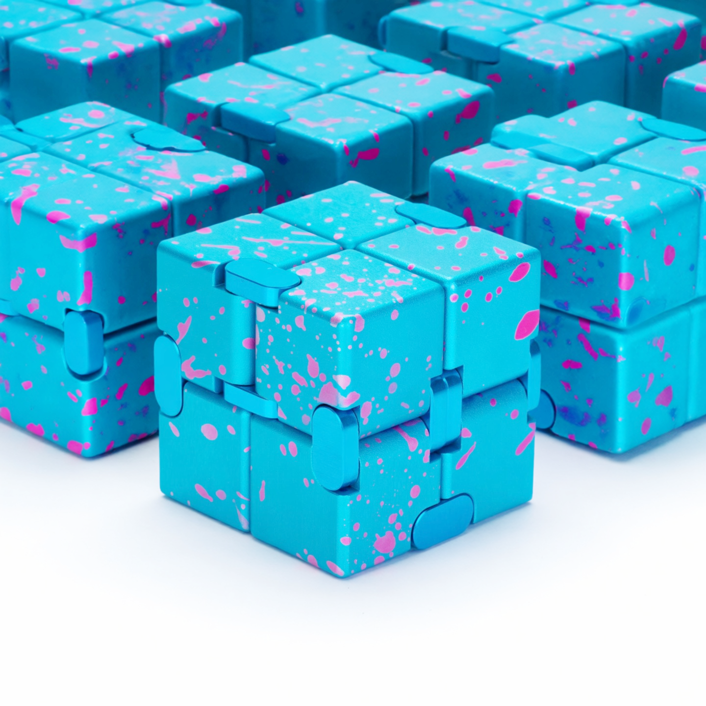 Infinity Folding Cube Fidget Toy - Cyan Splatter