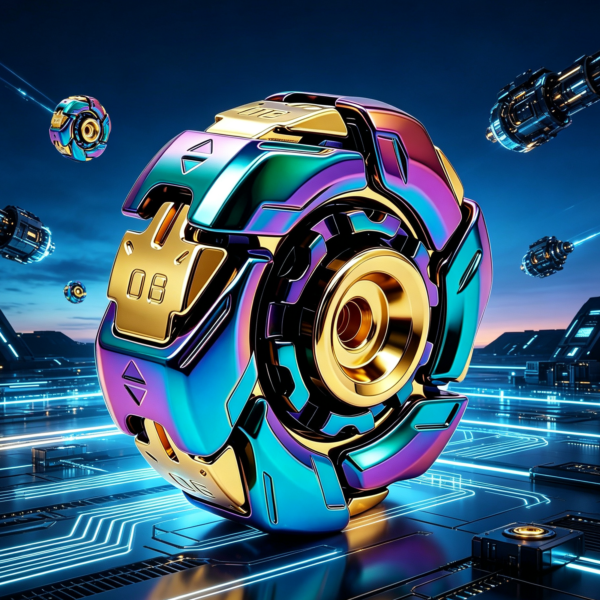 Transforming Orb EDC Fidget Toy - Rainbow & Gold