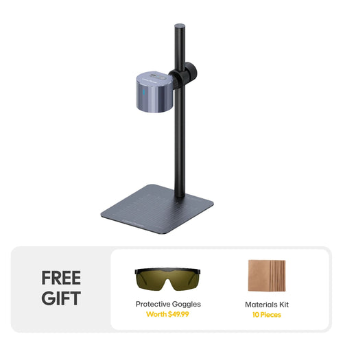 LaserPecker LP1 Plus compact portable laser engraver with adjustable stand