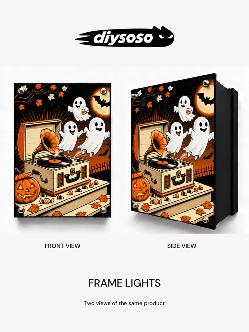 DIYSOSO ghost frame light kit — front and side views