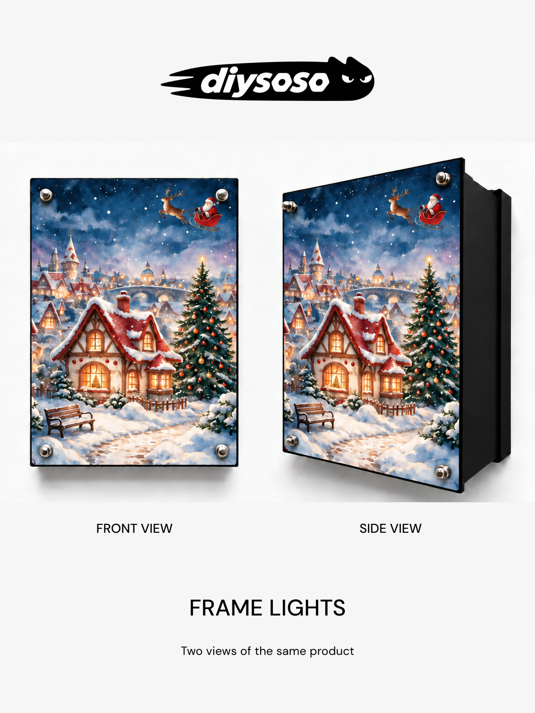 DIYSOSO village frame light kit — front and side views