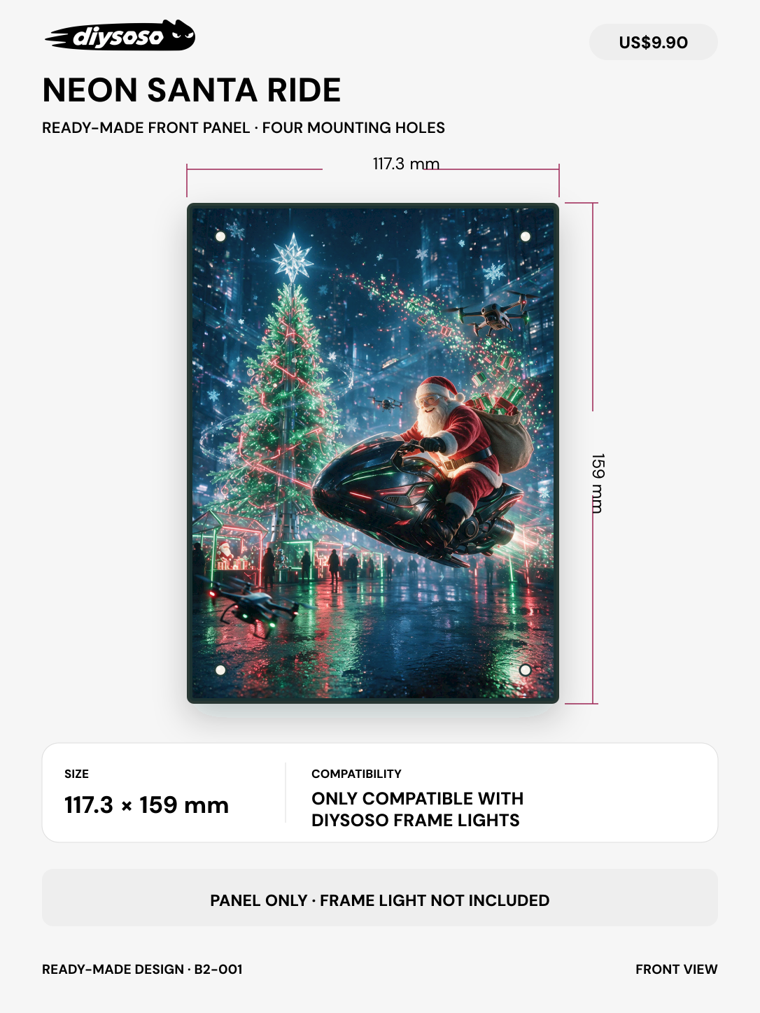 lm front panel neon santa ride