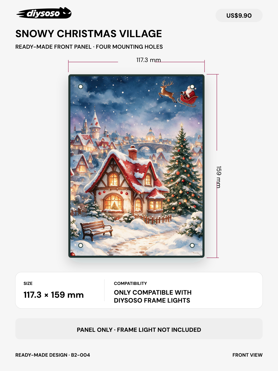 lm front panel snowy christmas village